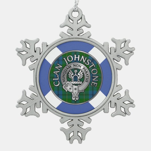 Clan Johnstone Crest & Tartan Tin Sneeuwvlok Ornament (Voorkant)