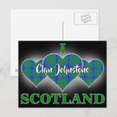 Clan Johnstone I Love Scotland Tartan Heart Briefkaart (Voorkant / Achterkant)