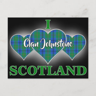 Clan Johnstone I Love Scotland Tartan Heart Briefkaart