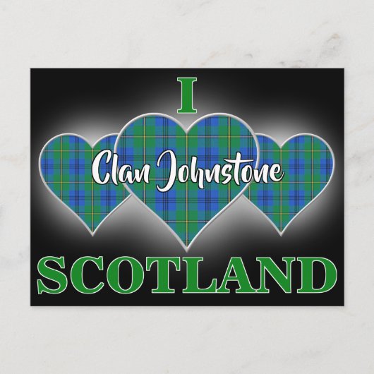 Clan Johnstone I Love Scotland Tartan Heart Briefkaart (Voorkant)