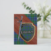 Clan Johnstone Johnston Tartan Sword & Shield Briefkaart (Staand voorkant)