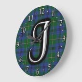Clan Johnstone Letter J Monogram Tartan Grote Klok (Hoek)