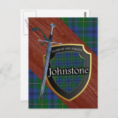 Clan Johnstone Tartan Sword & Shield Briefkaart (Voorkant / Achterkant)