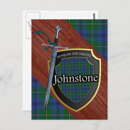 Clan Johnstone Tartan Sword & Shield Briefkaart (Voorkant / Achterkant)