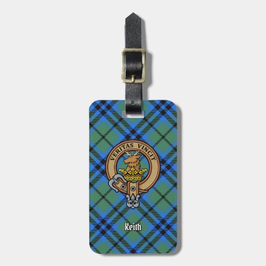 Clan Keith Crest over Tartan Bagagelabel (Voorkant verticaal)