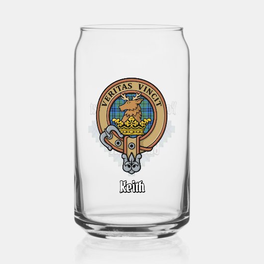 Clan Keith Crest over Tartan Blikvorm Glas (Voorkant)