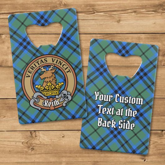 Clan Keith Crest over Tartan Creditkaart Flessenopener
