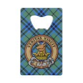 Clan Keith Crest over Tartan Creditkaart Flessenopener (Voorkant)