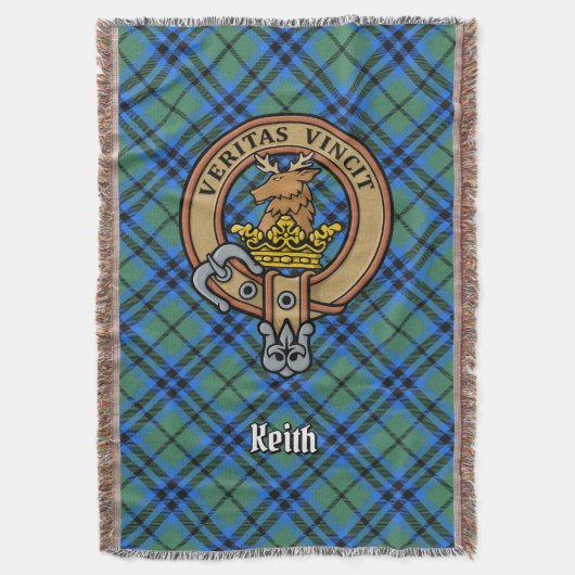 Clan Keith Crest over tartan Deken (Voorkant Verticaal)
