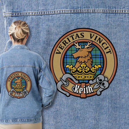 Clan Keith Crest over Tartan Denim Jacket