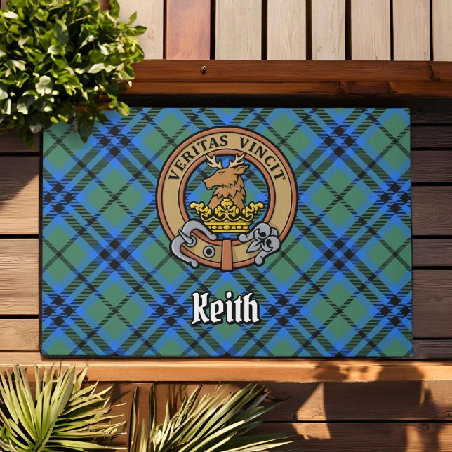 Clan Keith Crest over Tartan Deurmat (Creator heeft geüpload)