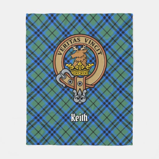 Clan Keith Crest over Tartan Fleece Deken (Voorkant)