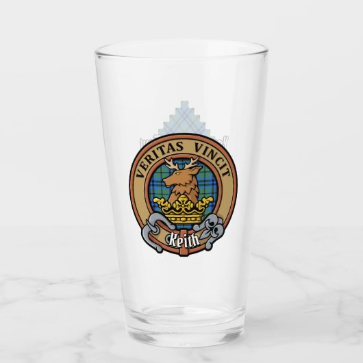Clan Keith Crest over Tartan Glas (Voorkant)