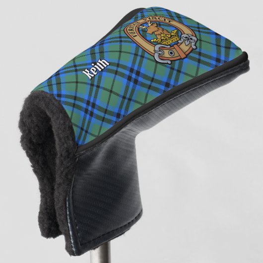 Clan Keith Crest over Tartan Golfheadcover (3/4 voorkant)