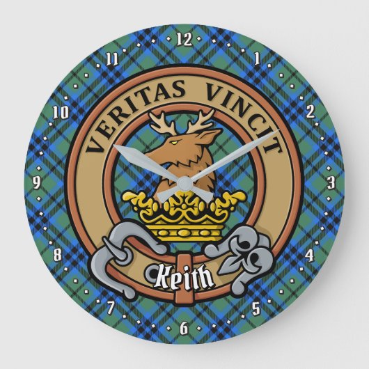 Clan Keith Crest over Tartan Grote Klok (Voorkant)