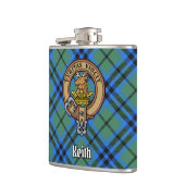 Clan Keith Crest over Tartan Heupfles (Links)