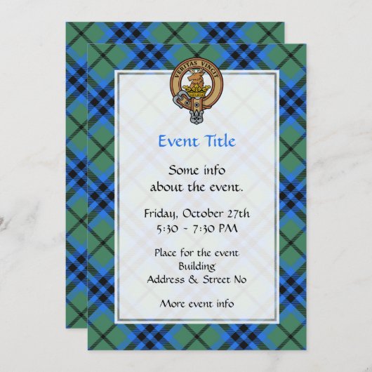 Clan Keith Crest over Tartan Kaart (Voorkant / Achterkant)