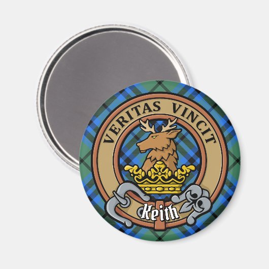 Clan Keith Crest over Tartan Magneet (Voorkant / Achterkant)