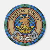 Clan Keith Crest over Tartan Magneet (Voorkant)