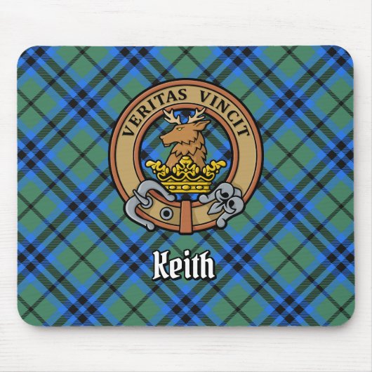 Clan Keith Crest over Tartan Muismat (Voorkant)