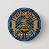 Clan Keith Crest over Tartan Ronde Button 5,7 Cm (Voorkant)