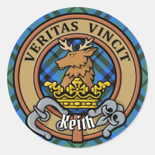 Clan Keith Crest over Tartan Ronde Sticker