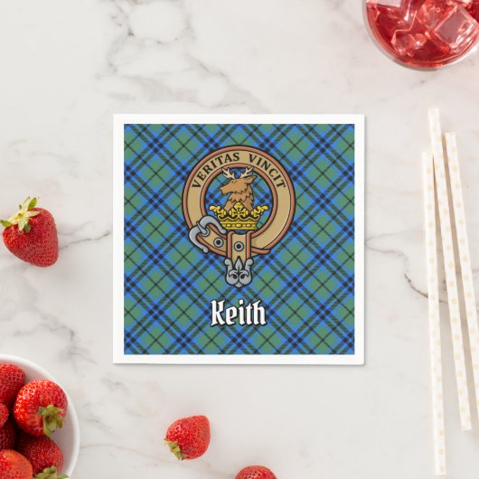 Clan Keith Crest over Tartan Servet (Insitu)
