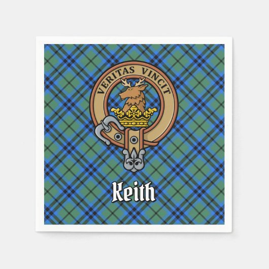 Clan Keith Crest over Tartan Servet (Voorkant)