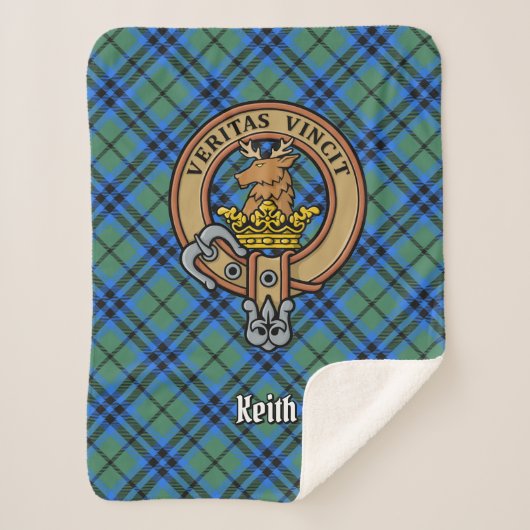 Clan Keith Crest over Tartan Sherpa Deken (Voorkant)