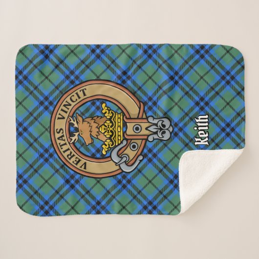 Clan Keith Crest over Tartan Sherpa Deken (Voorkant (horizontaal))