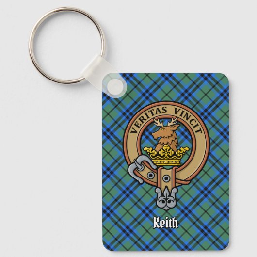 Clan Keith Crest over Tartan Sleutelhanger (Voorkant)