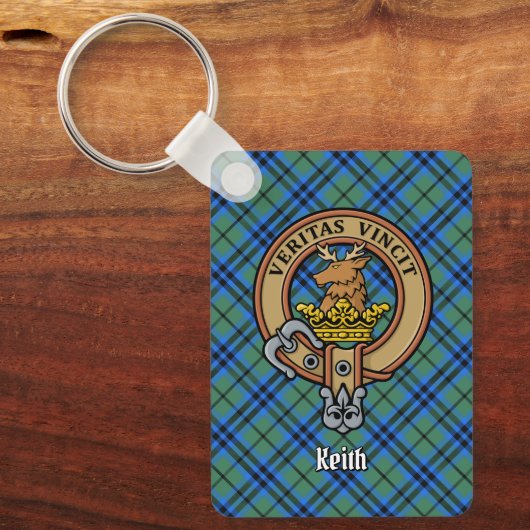 Clan Keith Crest over Tartan Sleutelhanger (Voorkant)