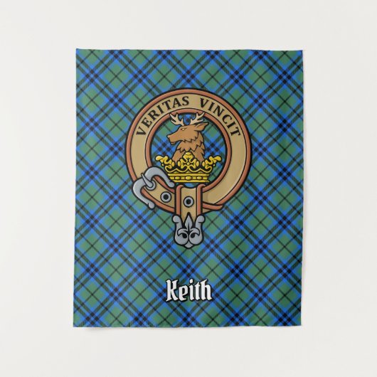 Clan Keith Crest over Tartan Wandkleed (Voorkant)