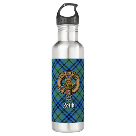Clan Keith Crest over Tartan Waterfles (Voorkant)