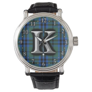 Clan Keith Letter K Monogram Tartan Horloge