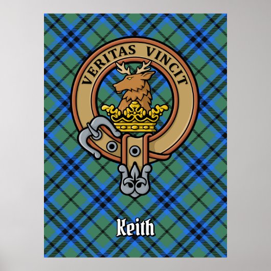 Clan Keith Wapen over Tartan Poster (Voorkant)