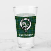 Clan Kennedy Crest Badge & Tartan Glas (Voorkant)