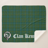 Clan Kennedy Crest Badge & Tartan Sherpa Deken (Voorkant (horizontaal))