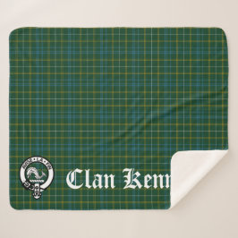 Clan Kennedy Crest Badge & Tartan Sherpa Deken