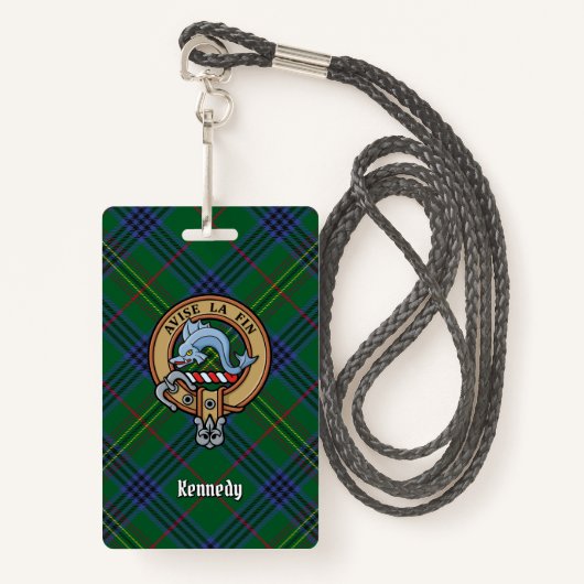 Clan Kennedy Crest over Tartan Badge (Voorkant met draagriem)