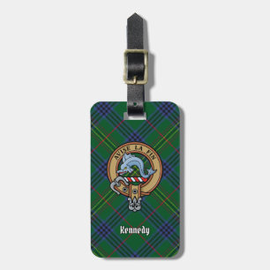 Clan Kennedy Crest over Tartan Bagagelabel