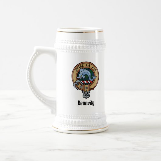 Clan Kennedy Crest over Tartan Bierpul (Links)
