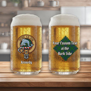 Clan Kennedy Crest over Tartan Blikvorm Glas