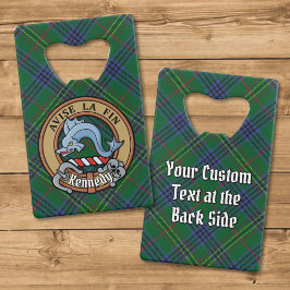 Clan Kennedy Crest over Tartan Creditkaart Flessenopener