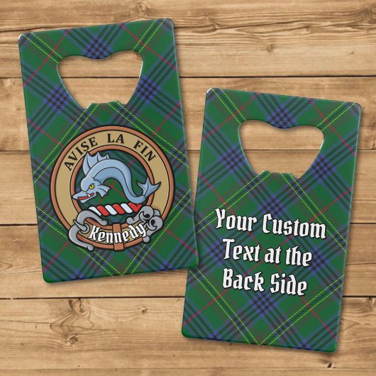 Clan Kennedy Crest over Tartan Creditkaart Flessenopener