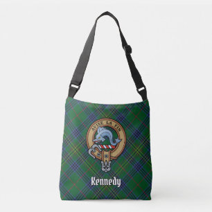 Clan Kennedy Crest over Tartan Crossbody Tas