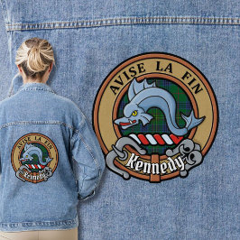 Clan Kennedy Crest over Tartan Denim Jacket