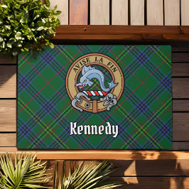 Clan Kennedy Crest over Tartan Deurmat
