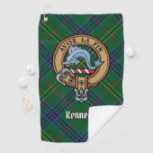 Clan Kennedy Crest over Tartan Golfhanddoek (Insitu)