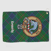 Clan Kennedy Crest over Tartan Golfhanddoek (Horizontaal)